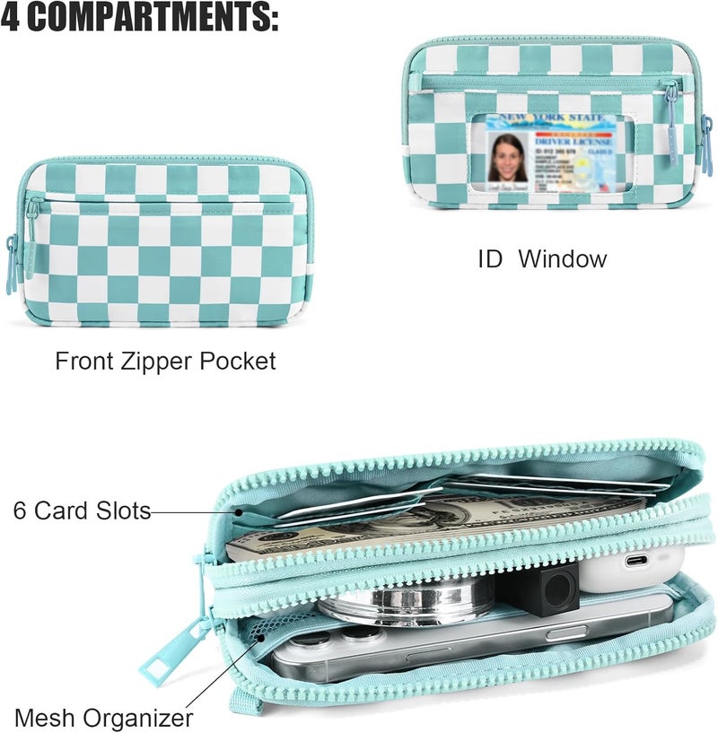 NEWROGENG Checkered WristleWallets for Women, RFID Wallet Crossbody with 4 Zippers, Credit Card Holder Cell Phone Organizer - Image 5